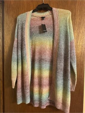 torrid Pastel Rainbow Open-Front Knit Cardigan